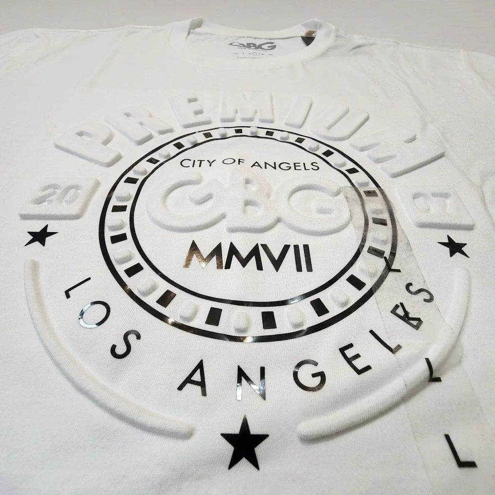 G by GUESS Los Angeles Men's Short Sleeve T-Shirt Size L Samuel Logo Tee White - Picture 2 of 7